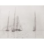 William Lionel Wyllie (1851-1931) British. "Yachts Rounding Warner Lightship, 'Shamrock', '