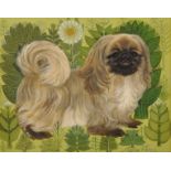 Sheila Flinn (20th Century) British. Study of a Pekingese, Oil on Artist's Board, Signed, 8" x 10".