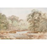 Peter de Wint (1784-1849) British. "On the Lowther", A River Landscape, Watercolour, Inscribed on
