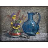 Frederick William George (1889-1971) British. Still Life with a Vase of Flowers and a Blue Jug,