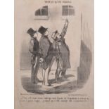 After Honore Daumier (1808-1879) French. "Tout Ce Qu'on Voudra (All You Want)", Print, 12" x 9", and