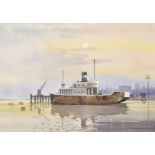 Sydney Vale (1916-1991) British. 'Ferry Boat, Folgefonn', Watercolour, Signed, 14" x 19.5".