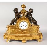 A VERY GOOD LOUIS XVI ORMOLU AND BRONZE CLOCK, with eight-day movement, stamped P. LTRE No. 1786,
