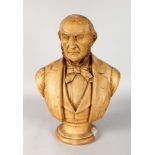A LIBRARY TERRACOTTA BUST OF WILLIAM GLADSTONE MP. 20ins high.