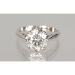 AN 18CT WHITE GOLD SINGLE STONE DIAMOND RING of 2.3CTS, J Colour, Si Clarity.
