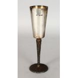 A STUART DESIGN GOBLET, with hammered bowl, cast stem and base. London 1971. 8ins high.