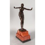 AFTER D. H. CHIPARUS A BRONZE DANCER. Signed. 13ins high, on a marble base.