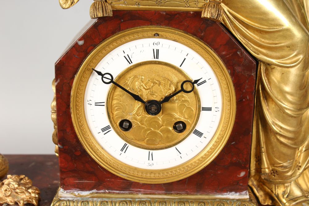 A VERY GOOD LOUIS XVI ORMOLU AND MARBLE CLOCK, with eight-day movement, striking on a single bell, - Image 2 of 5