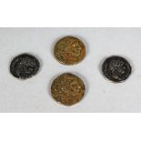 FOUR GREEK COINS.