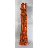 A LARGE CHINESE CARVED WOOD FIGURE, standing 4ft 6ins.