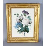 A REGENCY BOTANICAL FRAMED WATERCOLOUR of flowers.