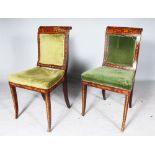 A PAIR OF 19TH CENTURY DUTCH MARQUETRY SINGLE CHAIRS with padded seat.