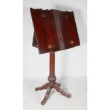 AN UNUSUAL 19TH CENTURY MAHOGANY DOUBLE SIDED DISPLAY STAND, on centre column quadruple curving