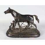 PIERRE JULES MENE (1810-1877) FRENCH CHEVAL A LA BARRIERE, a bronze horse called DJINN calling a