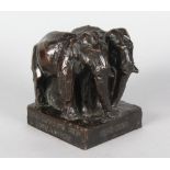 ZIJI LAMBERTUS (1866-1947) DUTCH "TOGETHER OLD FRIENDS", a superb group of two elephants trunks