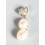 A DIAMOND AND DROP PEARL PENDANT.