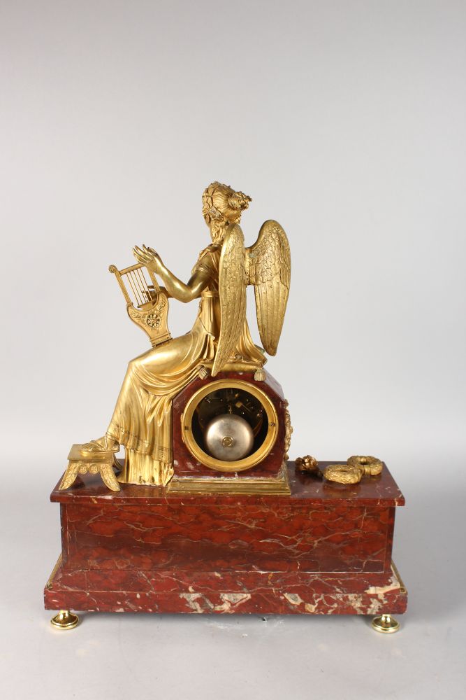 A VERY GOOD LOUIS XVI ORMOLU AND MARBLE CLOCK, with eight-day movement, striking on a single bell, - Image 4 of 5
