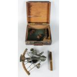 A BRASS SEXTANT by G. RATHJEN, BRAMERHAVEN, 10ins wide, signed, in a mahogany case.