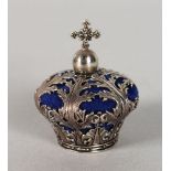 A SILVER NOVELTY CROWN PIN CUSHION.