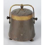 A GOOD EARLY DUTCH COPPER AND BRASS PLAIN BUCKET with swing handle.