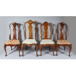 FOUR VARIOUS 18TH CENTURY DUTCH MARQUETRY SINGLE CHAIRS.