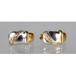 A PAIR OF TANGIER GOLD AND DIAMOND EARRINGS.