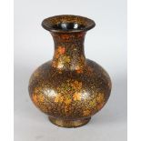 A 19TH CENTURY BULBOUS KASHMIR VASE with gilt leaf decoration. 8.5ins high.