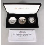 THE WINSTON CHURCHILL UNITED KINGDOM COIN COLLECTION, crown, five pounds and twenty pounds, in a