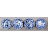 ANOTHER GROUP OF FOUR 19TH CENTURY CHINESE KANGXI STYLE PORCELAIN SAUCERS, the largest 5.5in