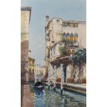 Early 20th Century Italian School. A Venetian Backwater with a Man in a Gondola, Watercolour,