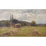 Creswick Boydell (act.1889-1916) British. "Hay Time, Shere", Oil on Canvas, Signed, and Inscribed on