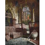 Margaret Rayner (1837-1920) British. The Interior of Haddon Chapel, Watercolour, Signed, and