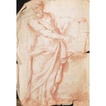 Early 19th Century Italian School. Study of a Saint, Red Chalk, Unframed, 19" x 13.5", with a