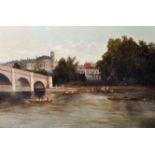 A...A...Finch (19th-20th Century) British. A Thames Scene at Richmond with Figures in Boats in the