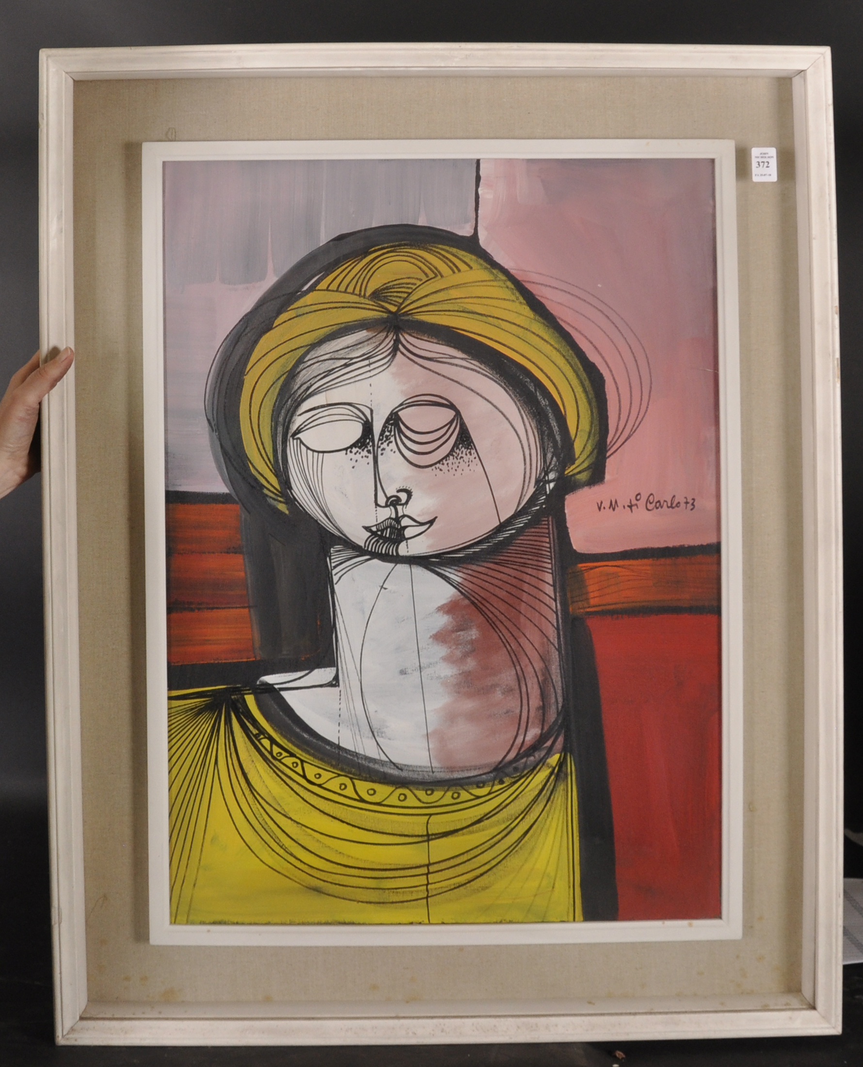 Vittorio Maria Di Carlo (1937/39-2015) Italian. "Figura", Study of a Young Girl, Oil on Canvas, - Image 2 of 5