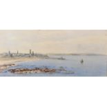 Circle of David West (1868-1936) British. A View of St Andrews from the Sea, Watercolour, 9" x 20".