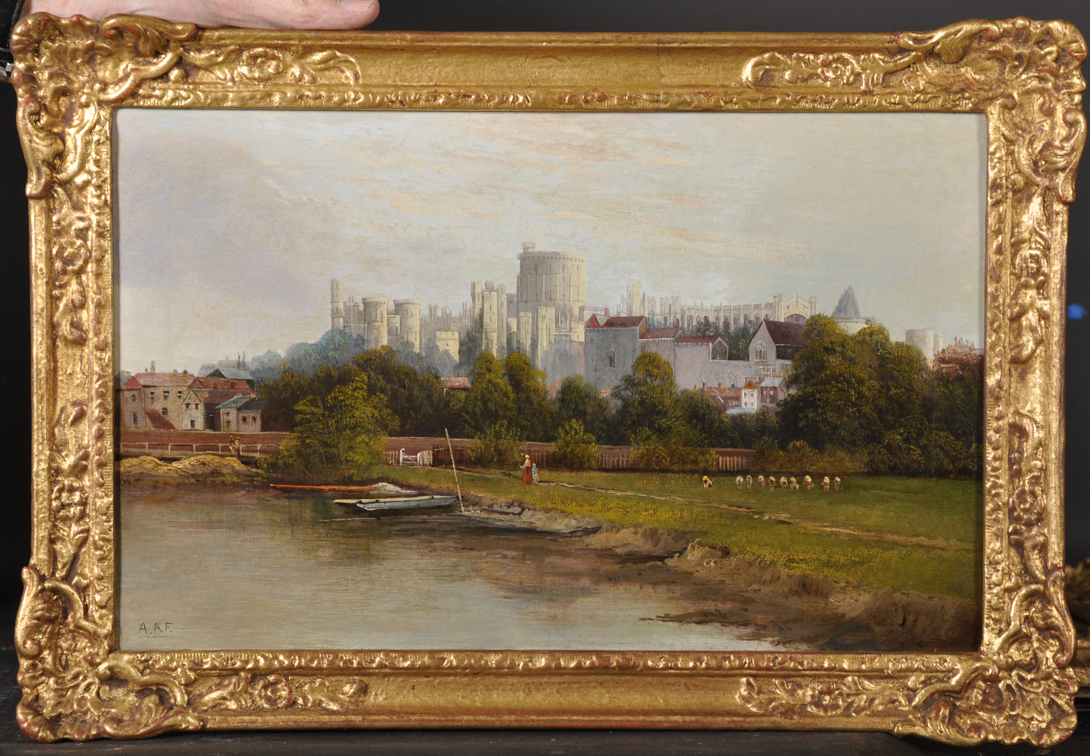 A...A...Finch (19th-20th Century) British. A View of Windsor Castle from the Thames with Figures - Image 2 of 4