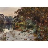 William E. Harris (1860-1930) British. "Low Water on the River Wynion, Dolgelly showing the Bed of