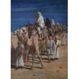 John Edward Goodall (19th -20th Century) British. A Middle Eastern Scene with a Camel Train and