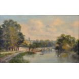 J...Lewis (19th-20th Century) British. 'Richmond', a View of the Thames with Richmond in the