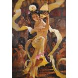 20th - 21st Century Asian School. A Dancing Girl in Costume, Oil on Canvas, Indistinctly Signed and