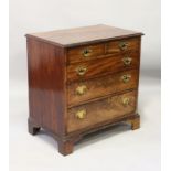 A GEORGE III STYLE MAHOGANY SMALL CHEST OF DRAWERS, with two short and three long graduated drawers,