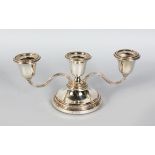 A SILVER SQUARE CANDLESTICK, 4ins high, Birmingham 1962.