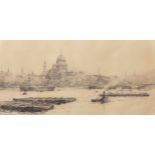 Rowland Langmaid (1897-1956) British. "St Paul's From Blackfriars", Etching, Signed in Pencil, 5"