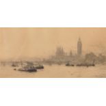 Rowland Langmaid (1897-1956) British. "Westminster", Etching, Signed and Inscribed in Pencil, 5" x