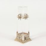 A FRENCH GLASS SILVER MOUNTED SPECIMEN VASE. 4.5ins high.