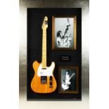 AN ELECTRIC GUITAR, signed by CHUCK BERRY, along with two framed photographs and FAMOUS MEMORABILIA,