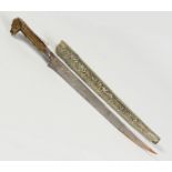 A MOORISH SILVER CASED DAGGER. 15ins long.