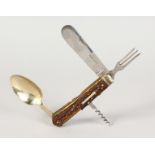 A BONE AND METAL CAMPAIGN KNIFE AND FORK by REVITT & HULL.