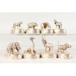 PATRICK MAVROS, EIGHT STERLING SILVER MENU HOLDERS of animals and insects.